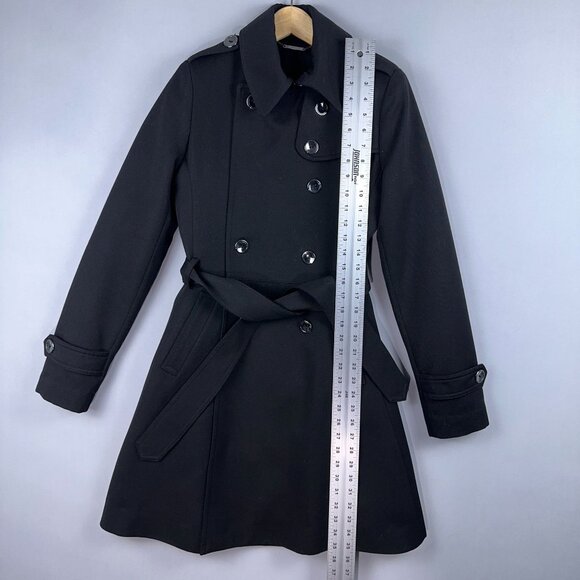 Trina Turk Juliette Flare Wool Trench Coat Womens Size 6 Tie Waist NG672K Black - Picture 10 of 15